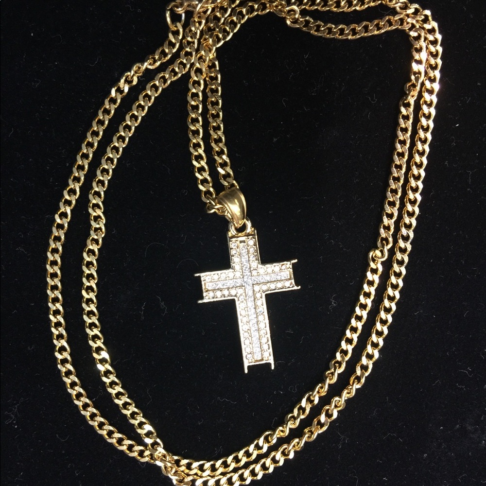 Stainless Steel 24-in chain with Cross